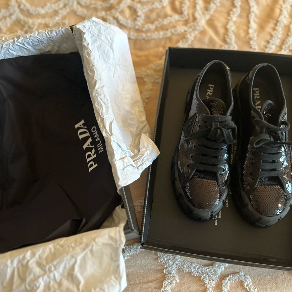 Prada Black Sequin Sneakers